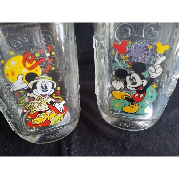 Vtg Mickey Mouse Walt Disney World Celebration Year 2000 McDonalds Glasses lot 2 - Picture 3 of 8